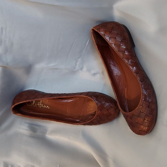 Cole Haan Shoes, Ballet Flats, Size 7.5, Woven Leather, British Tan, NikeAir - Picture 9 of 10